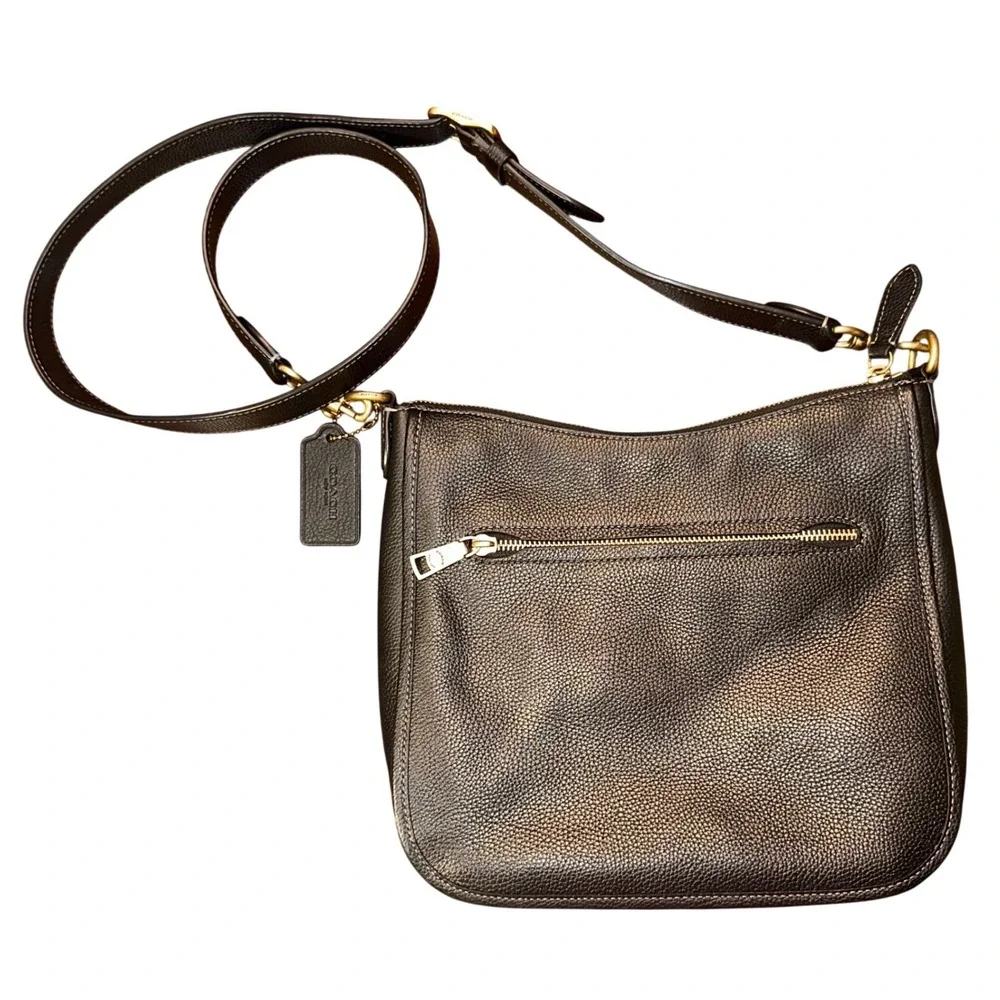 Coach Small Black Pebble Leather Chaise Crossbody Bag